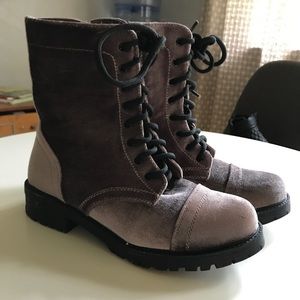 Madden girl velvet side-zip combat boots
